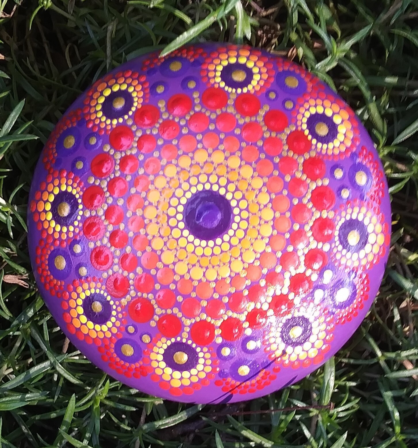 Mandala Stone Fire Purple Mandala Stone Meditation Stone Etsy