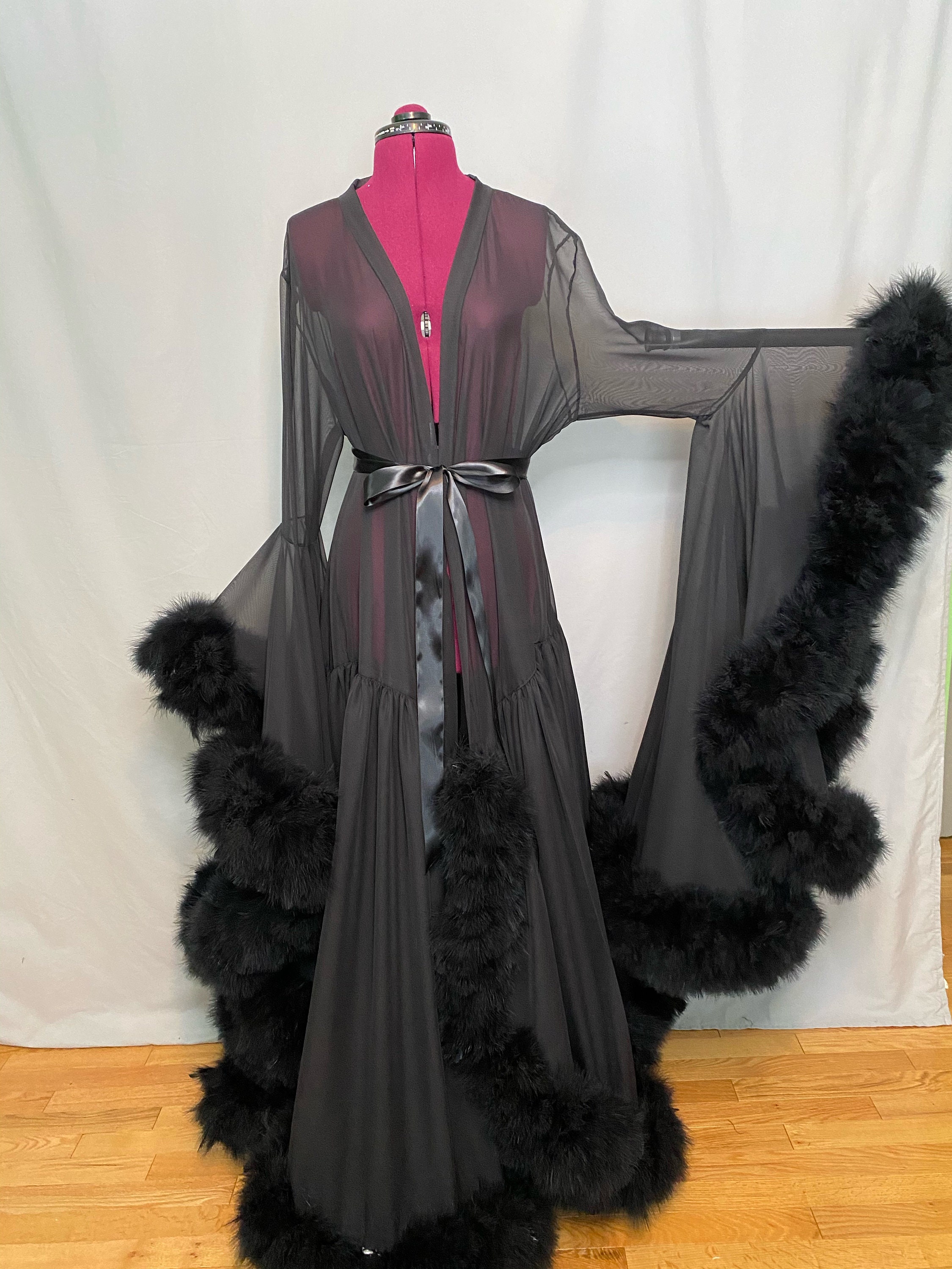 The Black Widow Feather Robe Sample Etsy