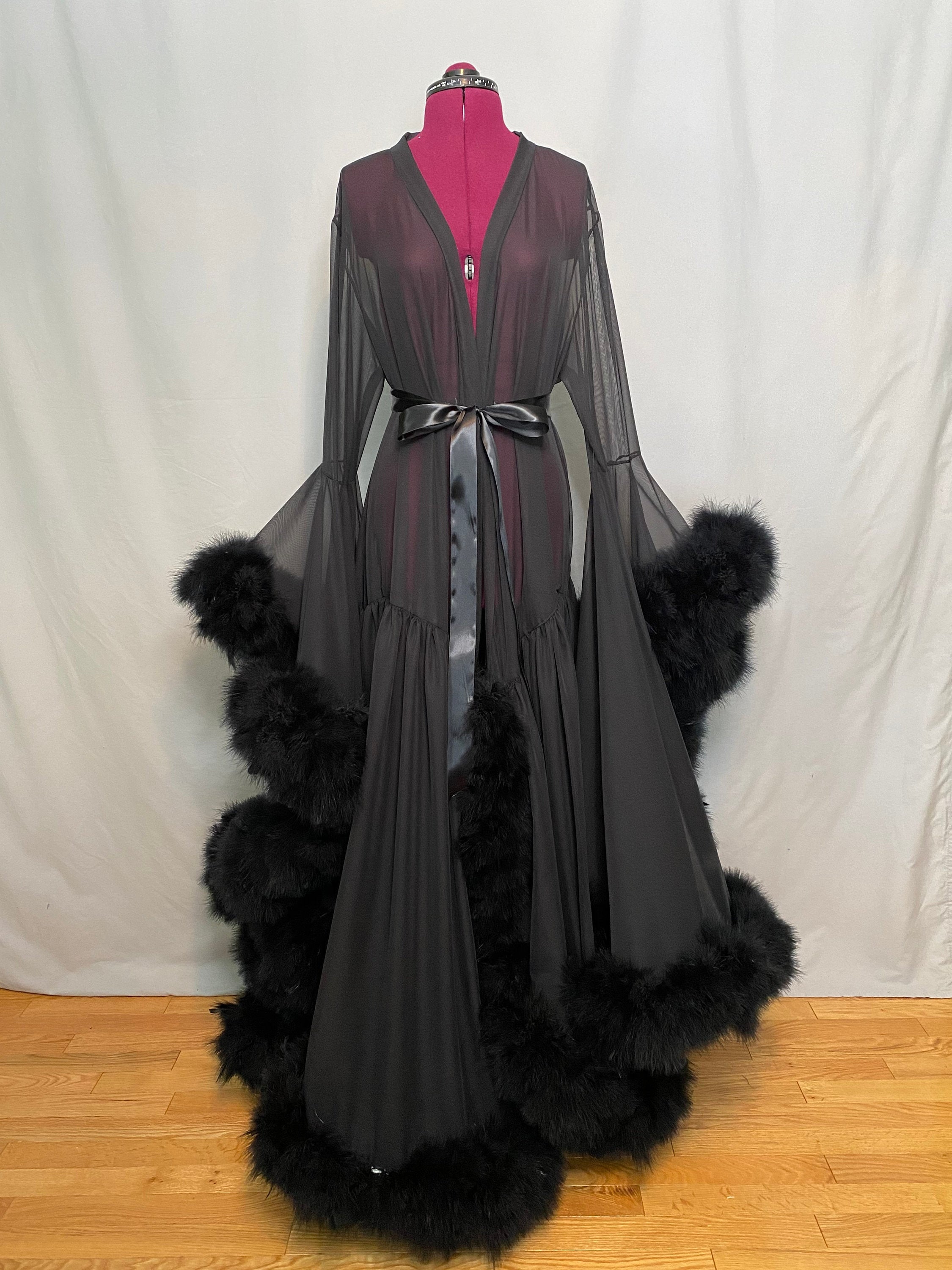 Feather Robe Evening Dress Bridal Boudoir Robe Hollywood Vintage Robe