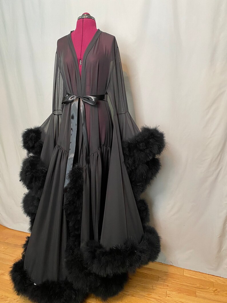 The Black Widow Feather Robe Sample Etsy