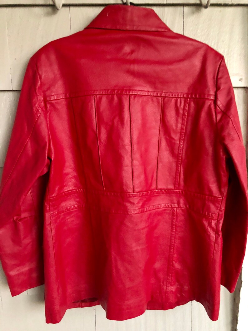 Metro Style Leather Jacket Red 50