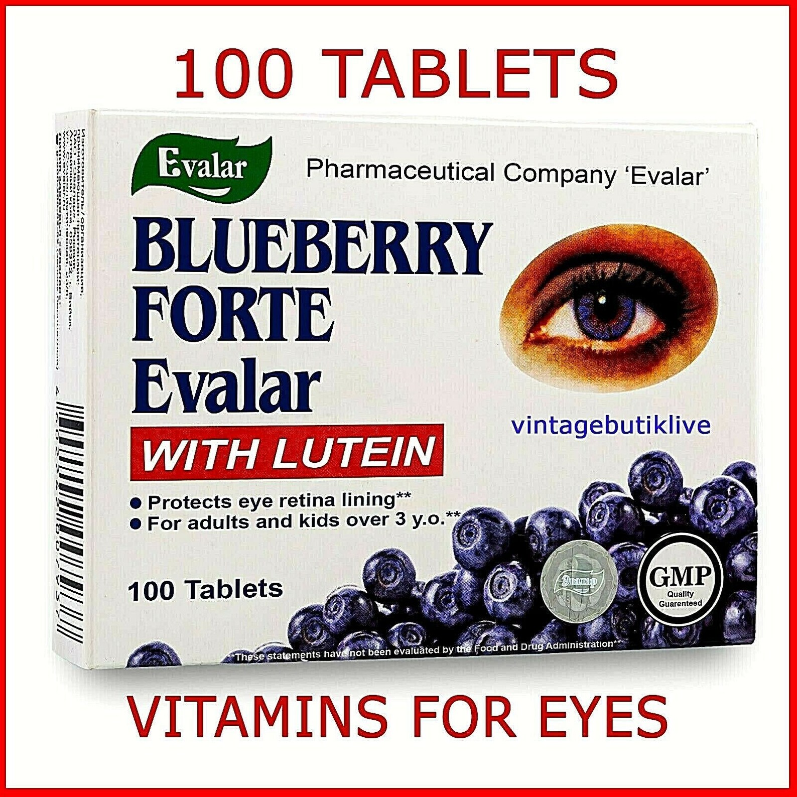 Blueberry Forte with Lutein Evalar 100 Tablets Eye Health Etsy