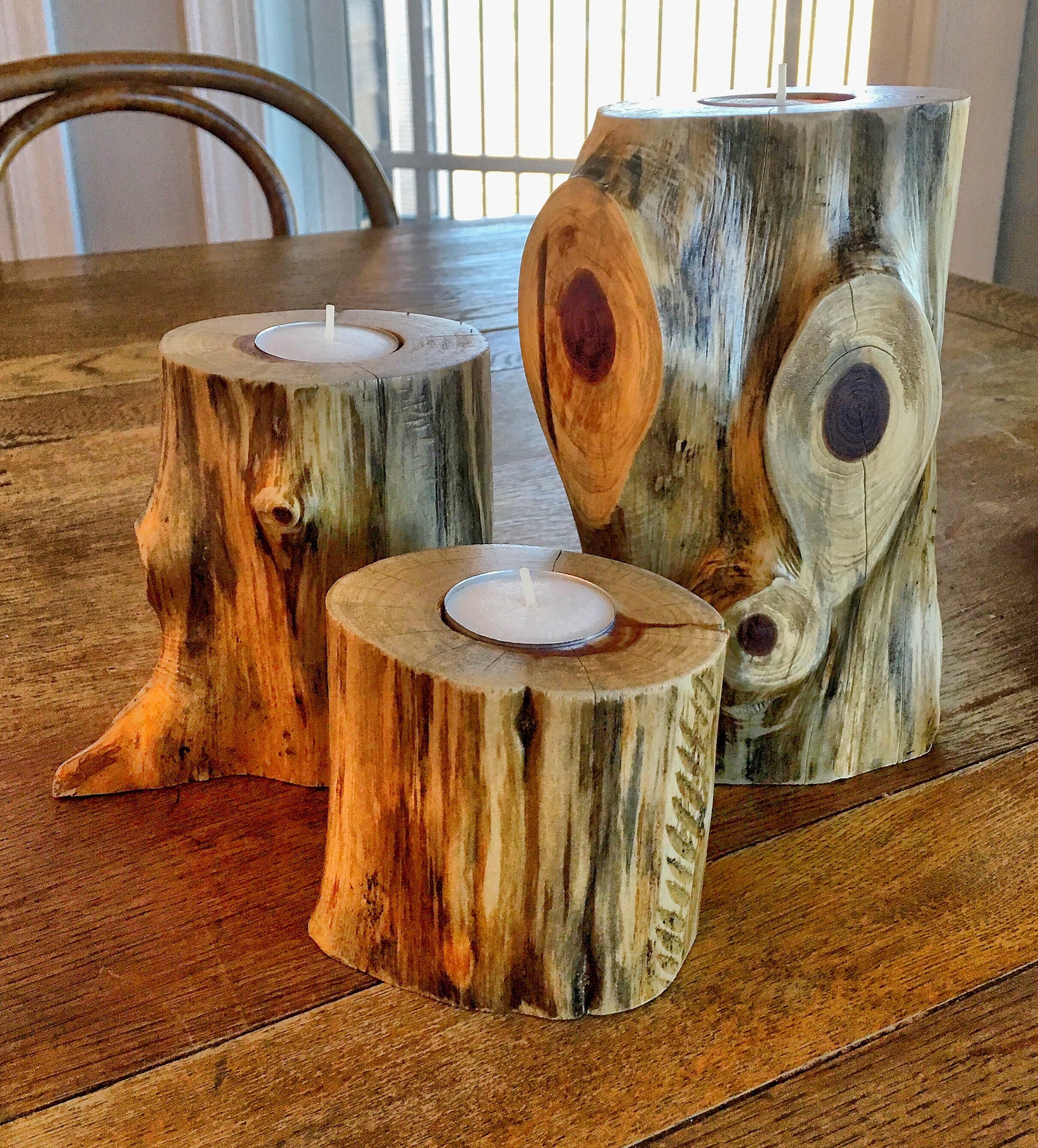 3 Tier Cedar Candle Holders Etsy