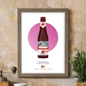Bière belge Timmermans Strawberry Lambicus - Impression d&#39;art illustrée