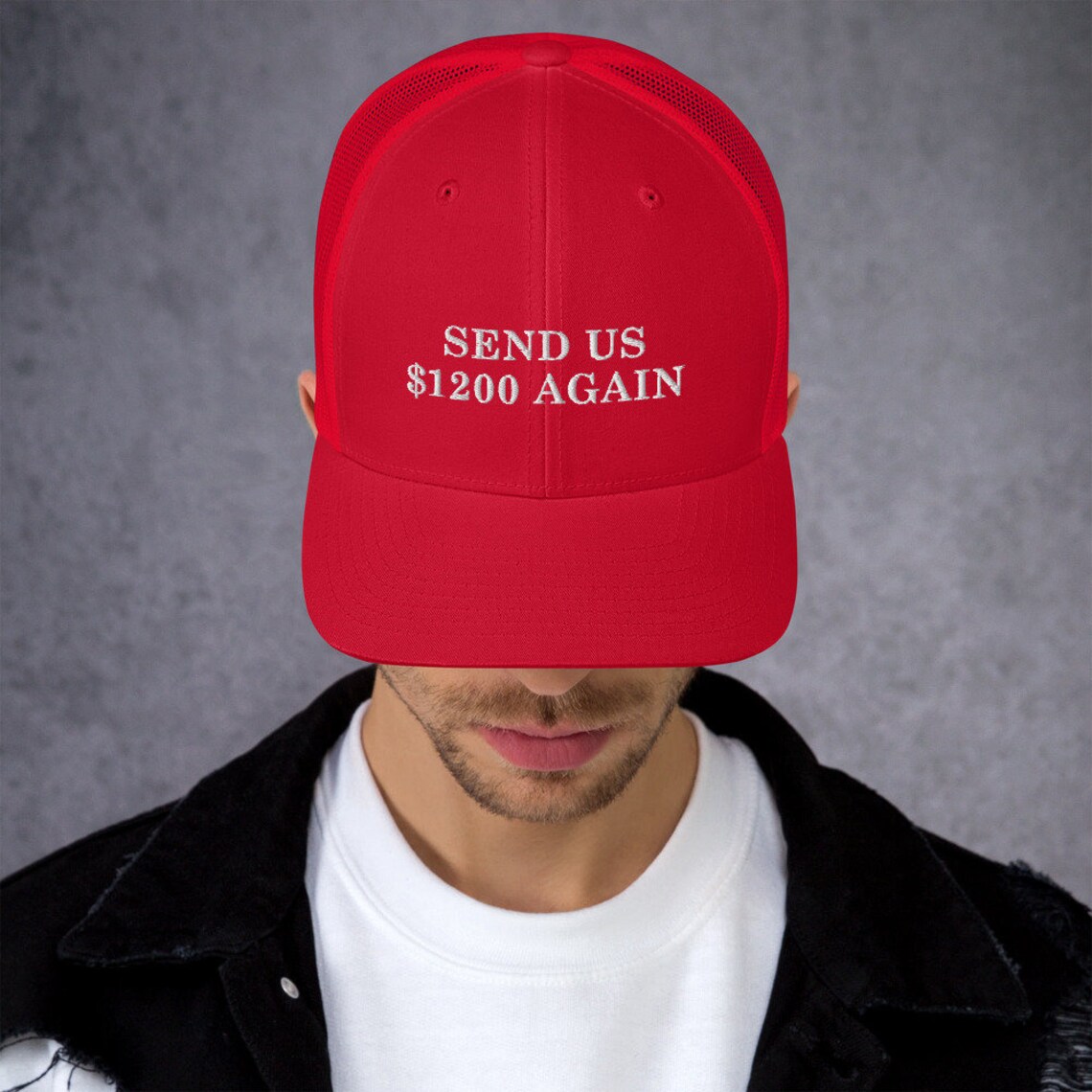 Send Help Cap Send Us 1200 Again Red Trucker Cap - Etsy