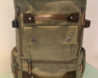 Vintage Canvas Mens Backpack, Travel Bag Large Capacity Laptop Backpack