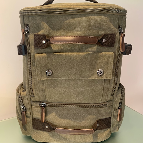 Vintage Canvas Mens Backpack, Travel Bag Large Capacity Laptop Backpack