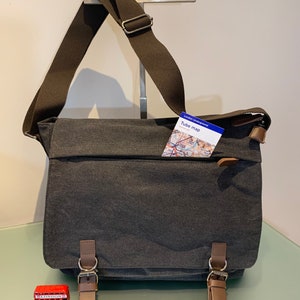 Large Vintage Canvas Messenger Shoulder Bag Travel Crossbody Purse Briefcase Business Bag for 15 inch Laptop Bild 1