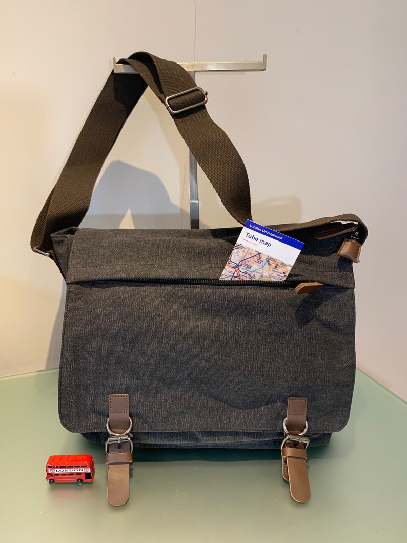 Borsa a tracolla grande da viaggio in tela vintage, borsa a tracolla, valigetta da lavoro, per laptop da 15 pollici immagine 1