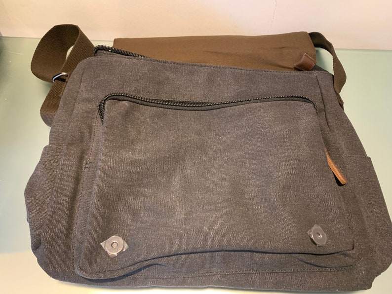 Borsa a tracolla grande da viaggio in tela vintage, borsa a tracolla, valigetta da lavoro, per laptop da 15 pollici immagine 3