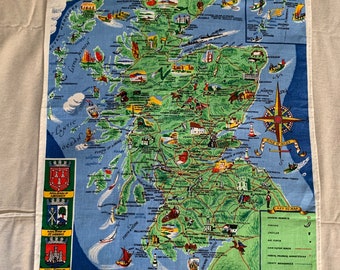 vintage Tea Towel Scotland Inutilisé