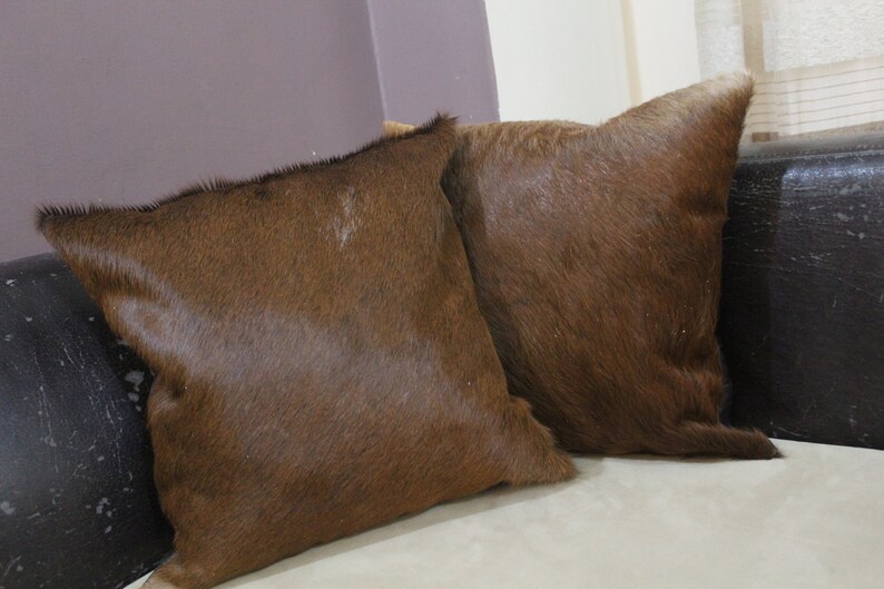 Set Of 4 Cowhide Cushion Covers 16x16 Real Hair On Cow Skin Etsy