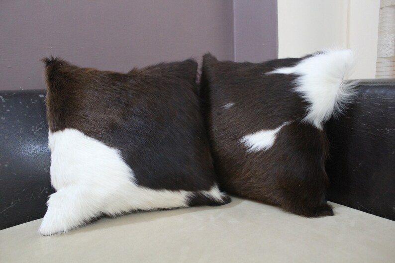 Set Of 2 Cowhide Cushion Covers Tricolor 16x16 Handmade Etsy