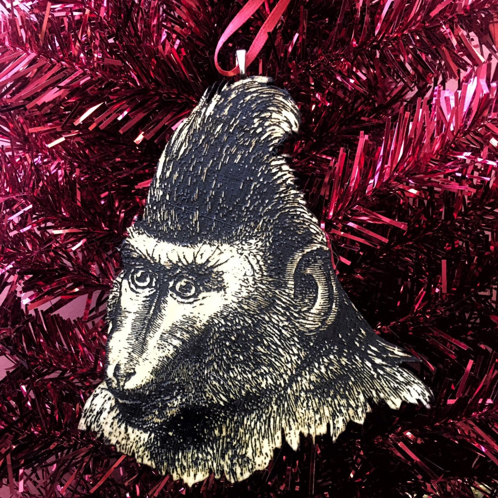 Monkey Ornament Vintage Monkey Gift Animal Ornaments Etched Etsy