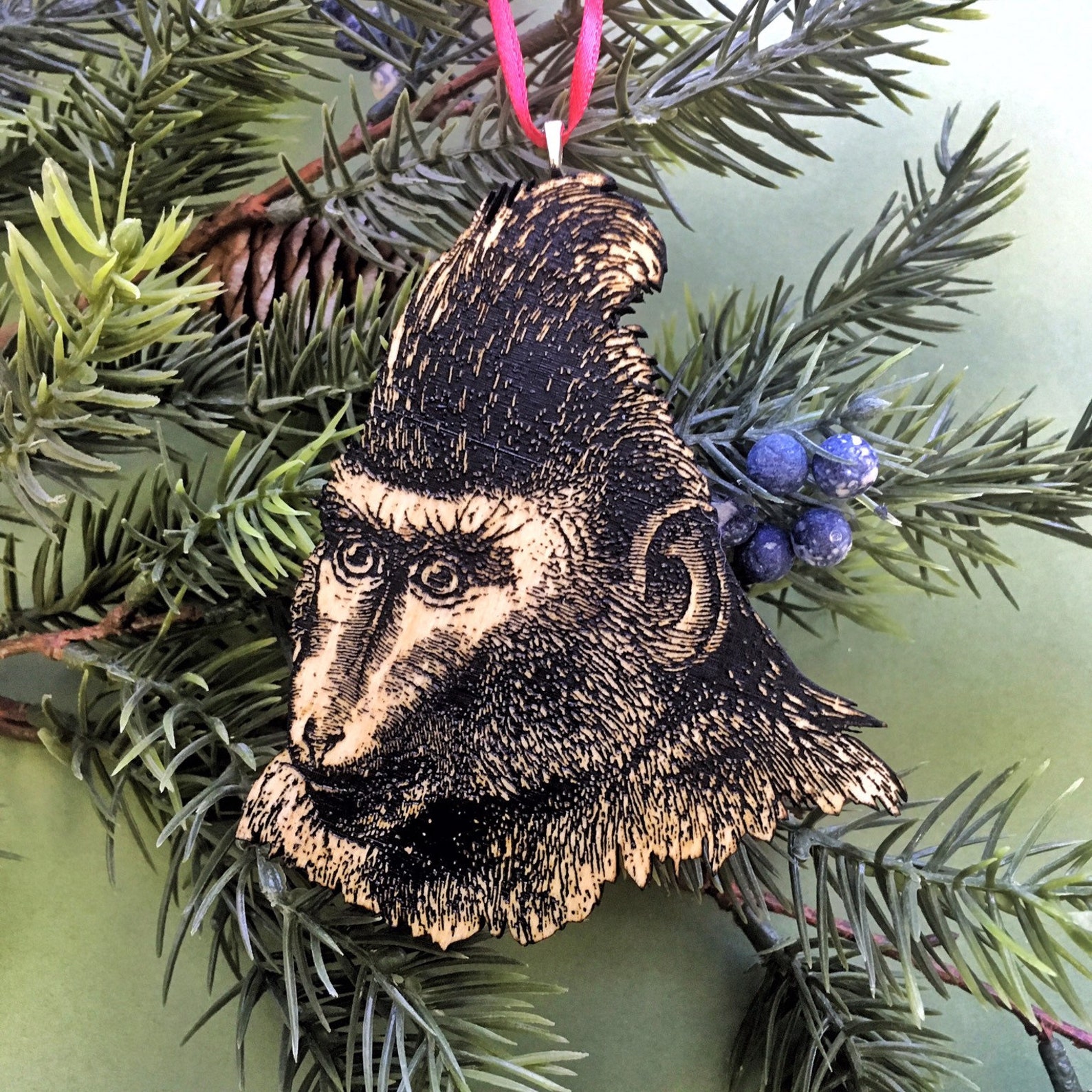 Monkey Ornament Vintage Monkey Gift Animal Ornaments Etched Etsy