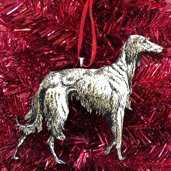 Long Haired Greyhound Ornament Dog Laser Cut Christmas Etsy