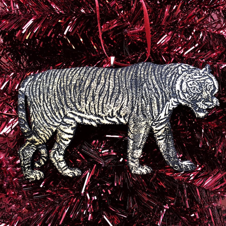 Tiger Laser Ornament Antique Tiger Gift Tiger Lover Gift Etsy