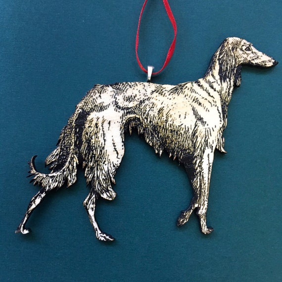 Long Haired Greyhound Ornament Dog Laser Cut Christmas Etsy