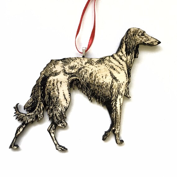 Long Haired Greyhound Ornament Dog Laser Cut Christmas Etsy