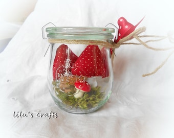 Happiness in a glass mushroom