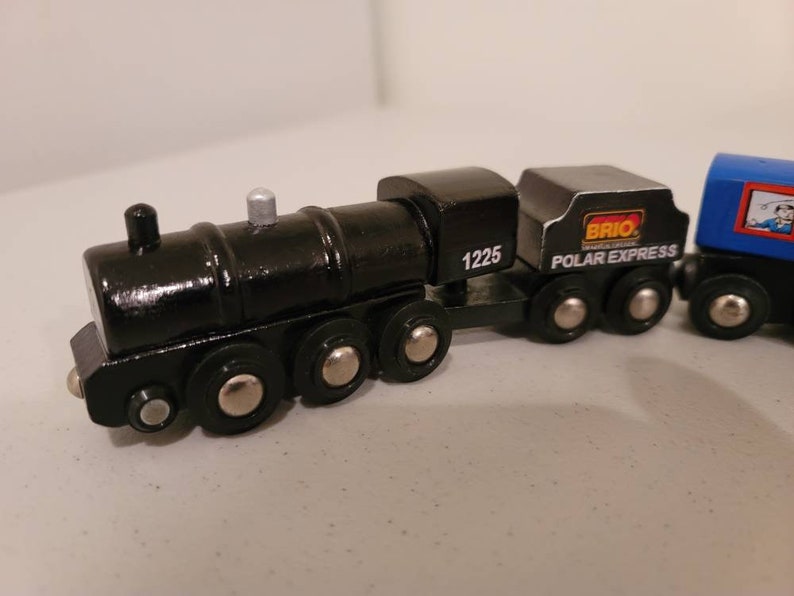Genuine Brio Custom wooden Polar Express Train Works w Thomas train