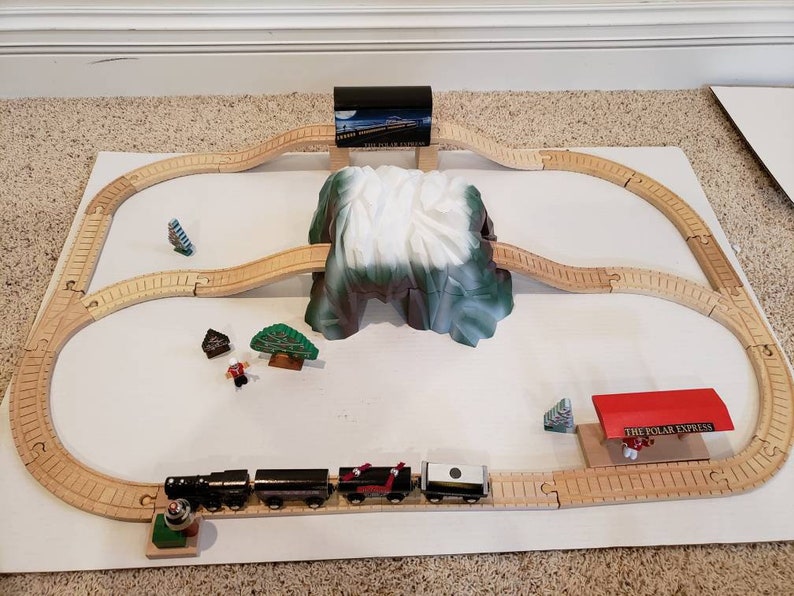Wood train Polar Express Train set with Custom Train and Misc. | Etsy