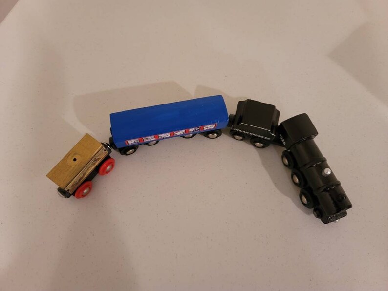 Genuine Brio Custom wooden Polar Express Train Works w Thomas train