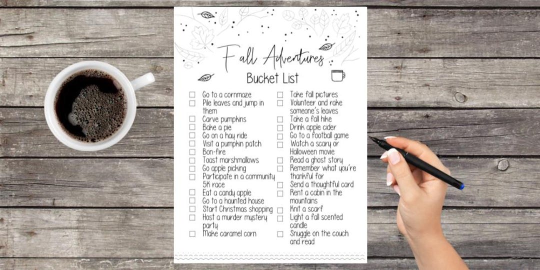 Fall Checklist Header Printable Fall Seasonal Bucket List // Family Friendly // Fall/autumn ...