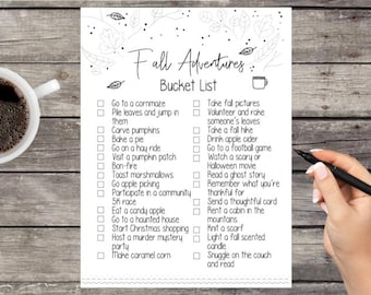 Printable Fall Seasonal Bucket List // Family Friendly // Fall/Autumn Checklist // Bullet Journal Printable