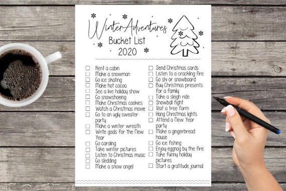 Printable Winter Seasonal Bucket List // Winter/christmas