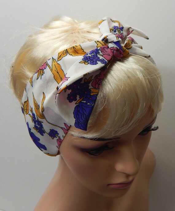 Floral Pattern Women Head Wear Self Tie Bandana Pin Up Head Etsy