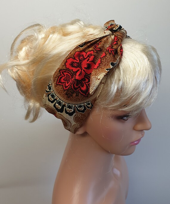 Self Tie Women Headband Retro Style Headscarf Handmade Head Etsy