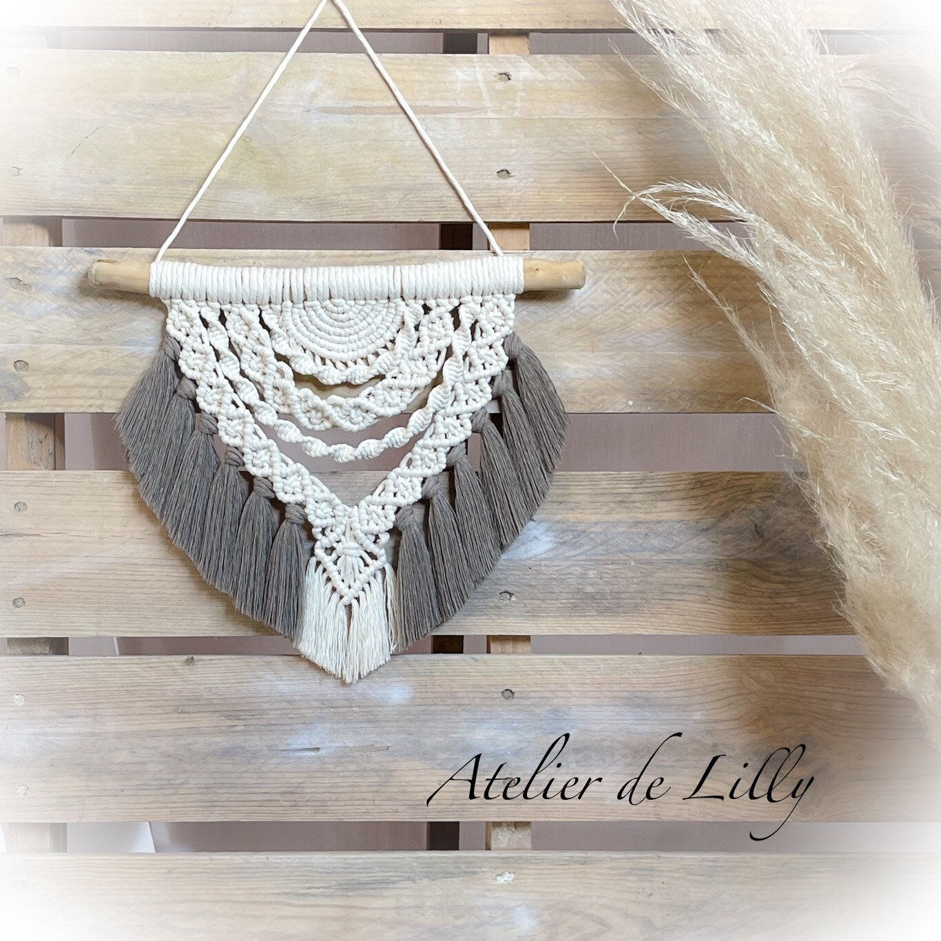 Macramé Mural Nalya Beige et Taupe