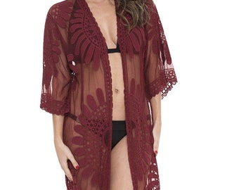 Burgundy beach cover up Clearance