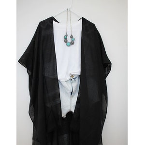 Kimono, Black Soft Kimono Solid color, Summer Dress for Women, Holiday Dress, black boho