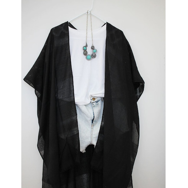 Kimono, Black Soft Kimono Solid color, Summer Dress for Women, Holiday Dress,