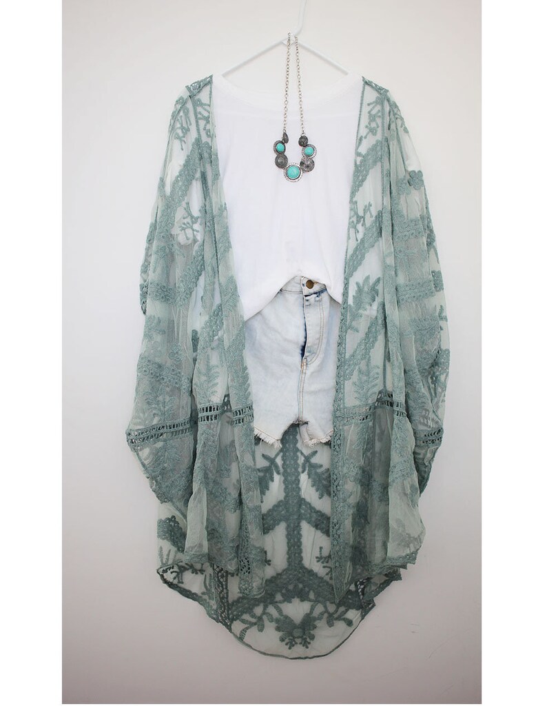 Kimono Green Kimono Daisy Flower Summer Dress for Women Etsy