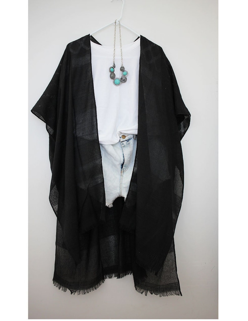 Kimono, Black Soft Kimono Solid color, Summer Dress for Women, Holiday Dress, black boho