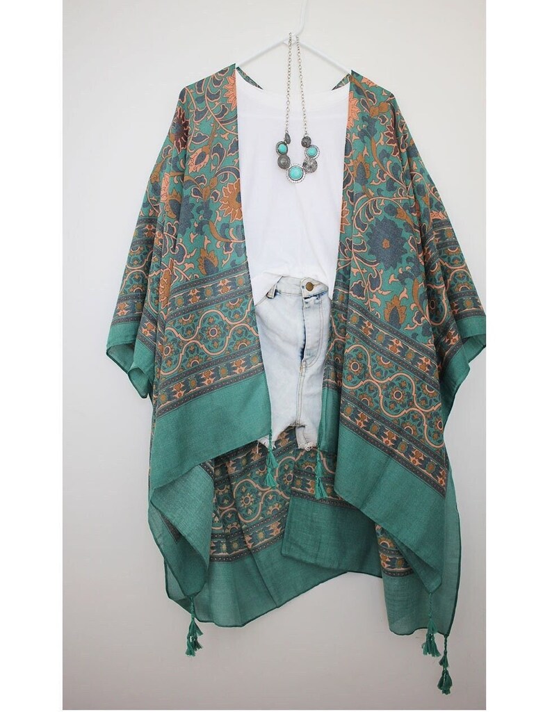 Kimono Green Kimono Daisy Flower Summer Dress for Women Etsy