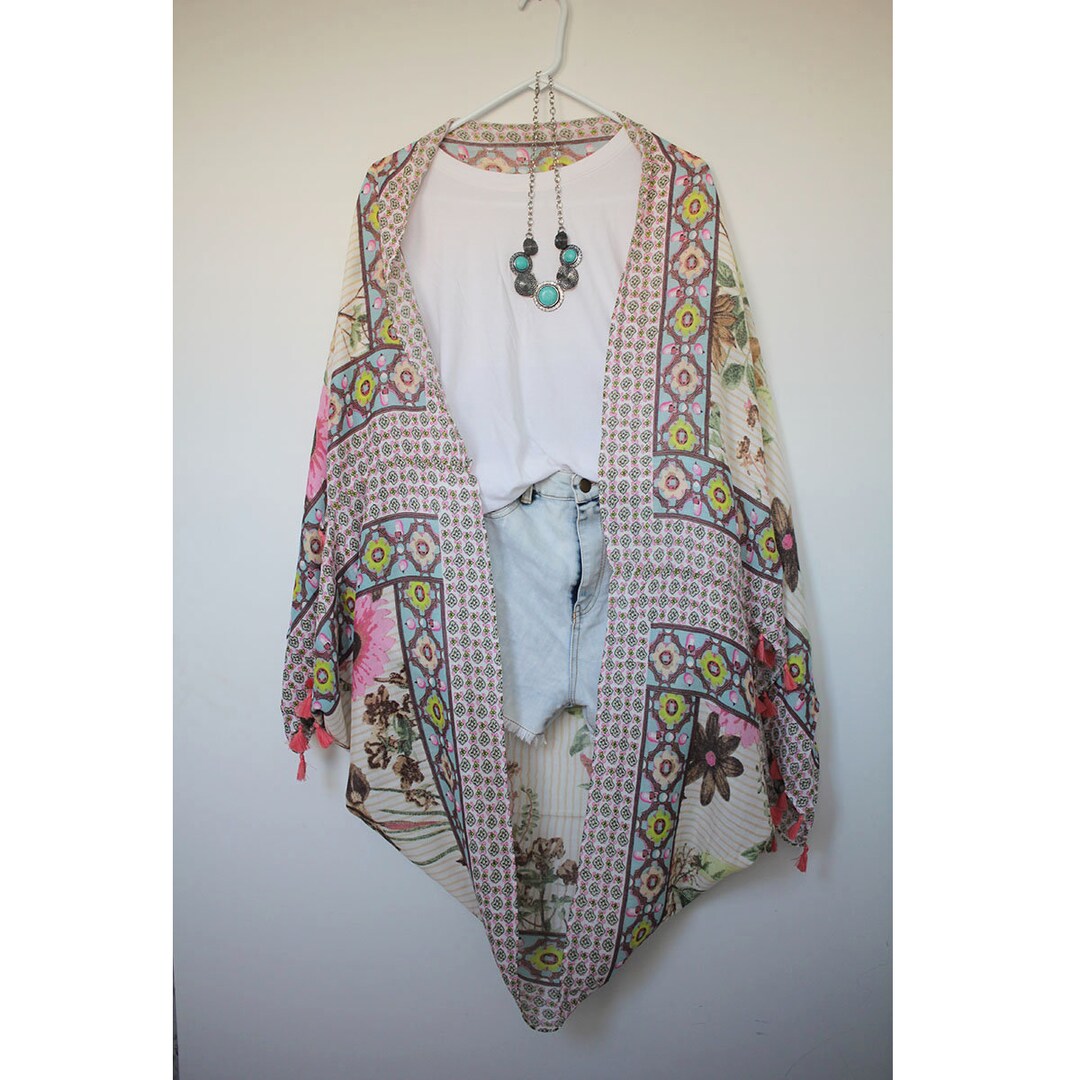 Women Swimsuit Cover up Bathing Suit Kimono Beach Dress Floral Cocoon