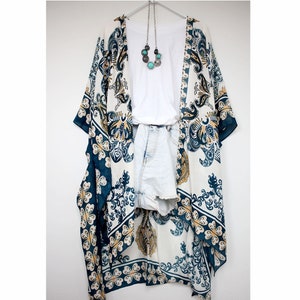 Teal Boho Kimono Duster