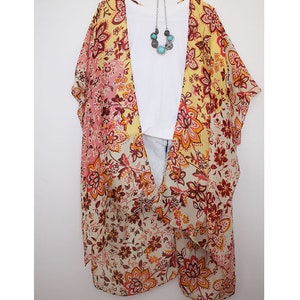 Kimono, Bohemian Autumn Fall Red Leaf Tree Kimono, Beautiful Flowy Soft ...