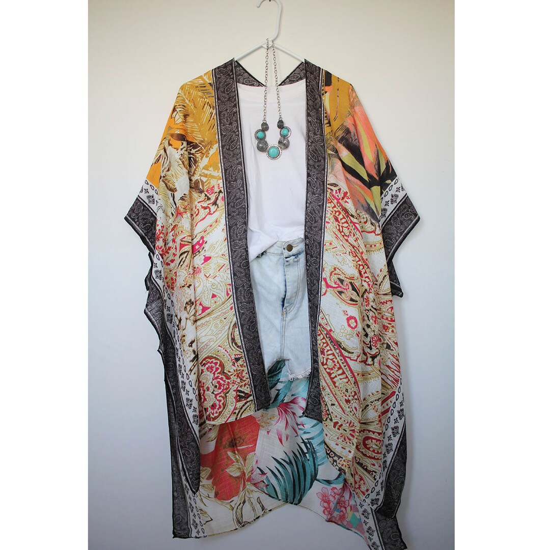 Women Swimsuit Cover up Bathing Suit Kimono Beach Dress Long Tropical