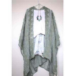 Kimono, Sage Bohemian Short Kimono, Daisy flower, Summer Dress for Women, Holiday Dress,