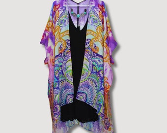 Purple Blue Dreamy Boho Kimono Cardigan Womens Beach Blouses Kimono Cardigan Cover Up Kimonos Gifts Women For Sister For Her