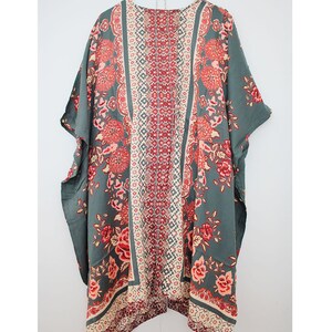 Kimono, Olive Floral Plus Size Kimono, Red Flower, Summer Dress for Women, Holiday Dress, - Etsy