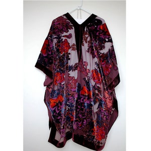 Velvet Burnout Black Floral Kimono Duster image 2