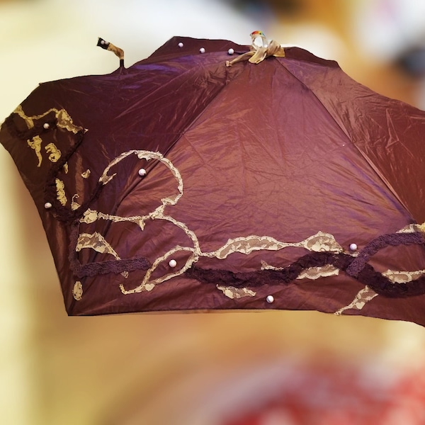 Regenschirm Sonnenschirm Retro Edwardian inspiriert von Hand bestickt