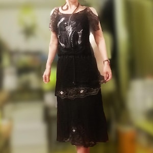 1920s inspired dress, embroidered & handpainted