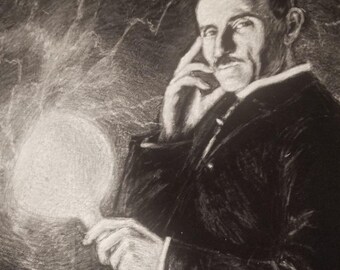 Handbemaltes T-Shirt Nikola Tesla